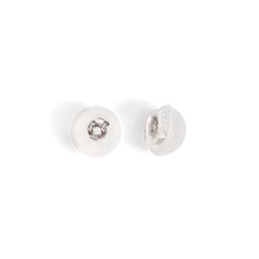 description These real Solid-White Gold ear-nuts with silicone are great for who lose their earring backs often! Fits for all of our 14K White Gold post earrings. The silicone cushion also adds comfort for those who have pain from the post pressing into your skin. end description materials 14K White Gold Half dome Silicone Hypoallergenic, lead and nickel free end materials details Diameter 6mm Includes 2x backs with Anti-tarnish AMYO storage bag For post with thickness 0.5-0.85mm (20 gauge) end Triangle Earrings Stud, Triangle Studs, Solid Gold Earrings, Gold Butterfly, Half Dome, Silicone Cover, Butterfly Earrings, Single Earring, Earring Backs