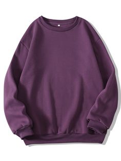 F00146240-601 Purple Sweatshirt Outfit, Clothes Purple, Purple Clothes, Lavender Outfit, Purple Clothing, Chic Fall Fashion, Purple Crewneck, Purple Pullover, Purple Sweatshirt