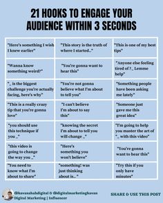 21 Hooks To Engage Your Audience Within 3 Seconds


Hooks are key to generating engagement with your posts ✔


Do not expect the user to guess what he has to do when he sees your posts, Ask them 🔥


Important 😎 : Use 1 CTA per post!


That Way You Won't Confuse Your Audience Instagram Hooks, Social Media Marketing Planner, Social Media Content Strategy, Social Media Content Planner, Social Media Marketing Instagram, Social Media Management Tools, Social Media Marketing Plan, Marketing On Instagram, Social Media Planning