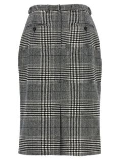 'Pied de Poul' cashmere blend longuette skirt, high waist, back zip and hook closure, pockets. Composition: 90% wool, 10% cashmere