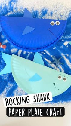 paper plate crafts for kids to make with the ocean animals and fish on blue background