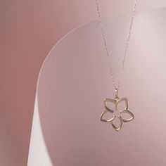 The plumeria flower necklace is the perfect symbol of new beginnings. Whether you are starting a new job, a new relationship, or just looking for a fresh start, this necklace is the perfect way to commemorate your journey. Symbol of New Beginnings 14k Real Gold Minimal Plumeria Flower Necklace for Women, Yellow White & Rose Gold, Good Luck Necklace for Everyday -- ⋆ This product is designed with Runda's fine handcrafting with sustainable methods. ⋆ Express-insured shipping to the whole world and Journey Symbol, Minimal Gold Jewelry, Necklace For Everyday, Minimal Pendant, Luck Necklace, Good Luck Necklace, Flower Outline, Gold Jewelry Necklace, Womens Jewelry