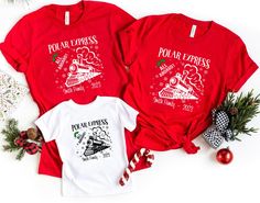 three t - shirts with the words polar express on them