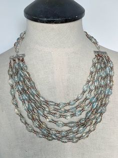 Blue And Bronze, Cedar Rapids, Unique Necklace, Multi Strand Necklace, Glass Bead Necklace, Unique Necklaces, Multi Strand, Glass Bead, Bead Necklace