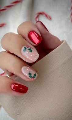 Candy Cane Nails, Red Christmas Nails, Easy Nails, Red Nail Designs, Christmas Nails Acrylic