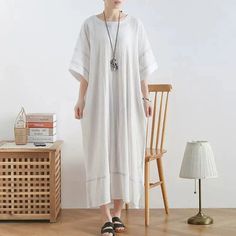 white cotton dress dresses for women maxi dress with pockets White Cotton Maxi Dress, Maxi Dress With Pockets, White Cotton Dress, Solid Color Dress, Maxi Dress Cotton, Women Maxi, Kaftan Dress, Dress With Pockets, Sleeves Pattern