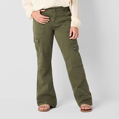 Keep her wardrobe on-trend with these Thereabouts little and big girls flare cargo pants. The flat front pants are made from cotton-twill for a regular-fit and feature a button-zip fly, two Front Button Pockets, two Back Button Pockets, and two cargo side pockets to hold her essentials. Style them with a cute top and sandals.Front Style: Flat FrontClosure Type: Button & ZipperFit: Regular FitPockets: 2 Cargo Side Pockets, 2 Front Button Pockets, 2 Back Button PocketsRise: At WaistFiber Content: Flare Cargo Pants, Pants Cargo, Flat Front Pants, Cargo Pant, Cute Top, Cute Tops, Oregano, Cargo Pants, Cotton Twill