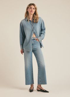 THE EX-BOYFRIEND SHIRT Washed Relaxed Fit Denim Top For Fall, Classic Washed Denim Top For Everyday, Classic Washed Denim Top, Relaxed Fit Washed Blue Denim Button-up Top, Relaxed Fit Washed Blue Button-up Denim Top, Washed Blue Relaxed Fit Button-up Denim Top, Relaxed Fit Washed Denim Top For Work, Fall Denim Top With Relaxed Fit, Fall Washed Denim Top With Relaxed Fit