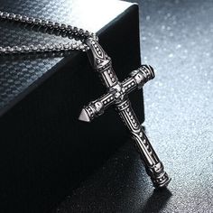 Gothic Skull Cross Pendant Necklace Punk Biker Jewelry Stainless Steel Chain 24" | eBay Goth Earrings, Biker Jewelry, Mens Crosses, Gothic Skull, Jesus Lives, Daily Jewelry, Vintage Gothic, Gothic Punk, Men's Necklace