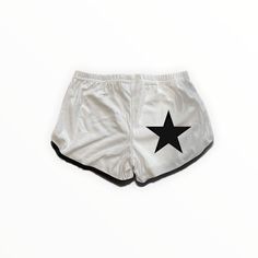 Star Shorts - White – romanticblue 2000s Shorts, Aesthetic Trousers, Cute Bottoms, Woman Sport, Star Shorts, Harajuku Aesthetic, Y2k Shorts, Shorts For Summer, Short Pant