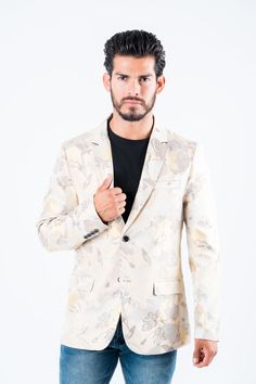 Men's Double Button Beige Flowers Print Blazer – Platini Fashion Blazer Outfit For Wedding, Printed Blazer Outfit, Men Blazer Outfit For Wedding, Men Blazer Outfit, Key Designs, Beige Flowers, Blazer Outfit, Formal Outfits, Mens Linen