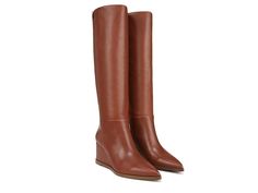 Franco Sarto Estella - Women's Boots : Tobacco : The primary materials that compose this product contain a minimum of 20 percent recycled content. Add a vital spirit to your everyday style wearing the versatile Franco Sarto Estella Knee-High Boots. Featuring a pointed toe silhouette, this snip toe pair has Eco leather upper construction with cushioned PU footbed and zippered side closure. Synthetic lining. Global Recycle Standard sustainability. Synthetic outsole. Imported. Measurements: Heel Height: 2 3 4 in Product measurements were taken using size 7, width M. Please note that measurements may vary by size. Franco Sarto, Everyday Style, 8 M, Knee High Boots, High Boots, Women's Boots, Everyday Fashion, Knee High, Womens Boots