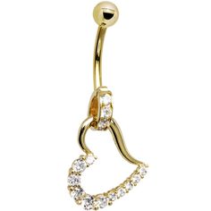 a gold plated belly ring with crystal stones in the shape of an occupant