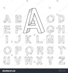 the alphabet is drawn with black and white lines on a white background, it looks like an