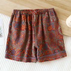 Step into a world of luxurious comfort and chic style with our Retro Style Cotton Gauze Summer Pajama Shorts. Featuring intricate retro-inspired prints, these shorts elevate your loungewear ensemble when combined with a tank top, T-shirt, or pajama top, adding a touch of sophistication to your look.Note: Shrinking by 2-3 cm is normal for pure cotton fabrics. Please ensure the size is suitable before placing your order, as it runs small.Product ID: OK7202Care: This pajama is machine washable and Summer Patterned Bottoms For Loungewear, Summer Printed Loungewear Shorts, Printed Short Bottoms For Loungewear, Cotton Printed Shorts For Loungewear, Printed Cotton Shorts For Loungewear, Printed Short Loungewear Bottoms, Printed Short Length Loungewear Bottoms, Casual Printed Loungewear Shorts, Casual Printed Shorts For Loungewear