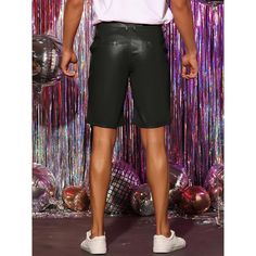 These PU leather shorts add a stylish element to your wardrobe. The PU shorts can be paired with different short-sleeved shirts to create your fashionable look and create a shine image in the summer.The summer shorts are also a great choice for parties, disco, hip-hop, music festivals, and stage performances. Leather Bottoms For Summer Party, Casual Faux Leather Party Shorts, Casual Faux Leather Shorts For Party, Summer Faux Leather Bottoms For Club, Party Faux Leather Shorts, Fitted Leather Shorts For Party, Leather Shorts For Summer Party, Summer Party Leather Shorts, Leather Shorts For Night Out In Summer