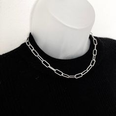 Welcome to my shop :) Handmade stainless steel link necklace Please note I make this chain without an extender as the links are quite big, I think it looks nicer without!  We ship worldwide!  These are handmade to order but we work quickly and aim to dispatch either same or next day Cheap Stainless Steel Clavicle Chain Necklace, Everyday Silver Chain Choker Necklace, Everyday Silver Choker Chain Necklace, Silver Choker Chain Necklace For Everyday, Silver Metal Chain Necklace With Rectangular Links, Silver Chunky Minimalist Jewelry, Silver Minimalist Chunky Chain Necklace, Silver Chunky Link Chain Necklace, Silver Paperclip Chain Choker