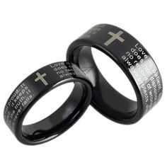 Tungsten Black 1 Corinthians 13:4 Bible Verse Love Wedding Band Ring Size 5-13 #Band Black Stainless Steel Couple Rings For Promise, Customizable Black Promise Jewelry, Personalized Black Stainless Steel Rings, Personalized Black Wedding Jewelry, Personalized Black Jewelry For Wedding, Black Personalized Jewelry For Wedding, Black Couples Rings For Gift, Black Couples Rings For Gifts, Couples' Black Promise Rings