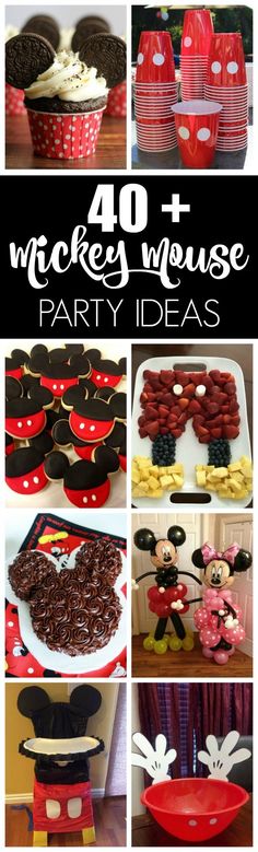 mickey mouse party ideas including cupcakes, cookies and desserts