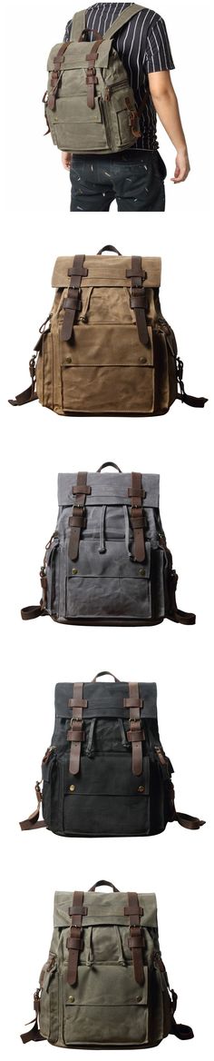 Waxed Canvas Travel Backpack Men Waterproof Laptop Backpack Retro School Backpack FX888010 Travel Backpack Men, Waterproof Laptop Backpack, Retro School, Mens Backpack Travel, Mens Style Guide, School Backpack, Waxed Canvas, Men's Backpack, Laptop Backpack