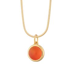 Bring harmony to your everyday look with this orange agate touchstone necklace. Designed with an open sunrise back to allow the stone to sit close to you when worn, this necklace looks stunning from all angles. The spiritual use of healing stones has been around for centuries with each stone believed to radiate its own natural energies to help create balance. Shimmering with deep orange hues the orange agate healing stone hangs beautifully from our slim snake chain and inspires emotional balance Orange Necklace, Healing Stones Necklace, Orange Agate, Deep Orange, Charm Necklace Silver, Dope Jewelry, Healing Stone, Orange Gold, Metal Necklaces