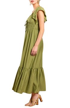 Easily transition from the farmers' market to weekend brunch in this maxi dress styled with shirring. 52 1/2" length Slips on over head Sweetheart neck Short sleeves Lined 70% rayon, 20% nylon, 10% polyester Hand wash, dry flat Imported Flowy Ruched Maxi Dress For Garden Party, Bohemian Ruched Maxi Dress For Garden Party, Summer Maxi Dress With Ruched Detail For Spring, Summer Ruched Maxi Dress For Spring, Empire Waist Maxi Dress With Smocked Back For Brunch, Ruched Maxi Dress For Spring And Summer, Casual Solid Maxi Dress For Spring, Spring Flowy Ruched Maxi Dress, Spring Floor-length Maxi Dress With Ruffle Hem