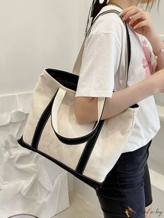 Bird in Bag - Korean Style Simple Casual Canvas Tote Bag - Large Capacity Everyday Canvas Bucket Bag, Large Everyday Canvas Shoulder Bag, Casual Large Capacity Canvas Bucket Bag, Casual Large Tote Canvas Bag, Large Casual Canvas Shopping Bag, High-capacity Everyday Canvas Tote Bag, High-capacity Canvas Tote Bag For Everyday, Everyday Canvas Bucket Shape Shoulder Bag, Canvas Bucket Shoulder Bag For Daily Use