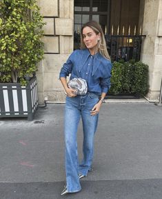 All denim inspo! Accessorized with pops of silver for a classic look with an added edge. Mary Ralph, Flamboyant Gamine, Work Fits, Casual Work, Leather Tassel, Work Casual, Edgy Fashion, Rebecca Minkoff, Classic Looks