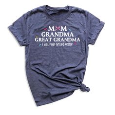 👩👵👵‍🦳 Celebrate three generations with our Mom Grandma Great Grandma Tee! For different Mother's Day t-shirt designs, please take a look at our Mother's Day collection. https://www.greatwoodboutique.com/collections/mothers-day-tee-shirts Grandma Is My Favorite Shirts, Mother's Day Cotton T-shirt, Pink Cotton T-shirt For Mother's Day, Mother's Day Floral Print Relaxed Fit T-shirt, Mother's Day Cotton Graphic Tee T-shirt, Mothers Day T Shirts, Mom And Grandma, Neck Shirt, Unisex Shirt