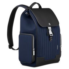 Made in Italy, the RIMOWA Never Still collection is designed with flexibility in mind. Crafted out of premium materials like durable canvas and full-grain leather, the drawstring RIMOWA Never Still Flap Backpack Large in Navy blue & Black features two side zipped pockets, adjustable shoulder straps (min 22 cm, max 41 cm), a padded back for added comfort, and a flap-top secured by a bespoke magnetic buckle emblazoned with the RIMOWA logo. Inside, a large drawstring compartment and a 16-inch l My Style Bags, Flap Backpack, Daily Bag, Mens Travel Bag, Luggage Sets, Large Backpack, Men's Backpack, Sport Bag, Weekender Bag