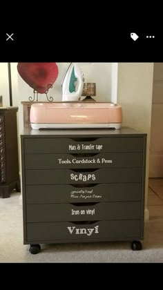 an image of a dresser that is on the web page, with some writing on it