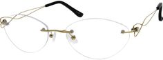 Purple Rimless Titanium 134914 Crystal Ornament, Spring Hinge, Reading Glasses, Eyeglasses Frames, Comfort Fit, Drop Earrings