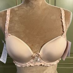 Brand New W/Tags. Never Worn. Color- Blush Spring Beige Full Cup Bra, Elegant Padded Bra For Spring, Fitted Feminine Cream Bra, Feminine Lined Bra, Feminine Stretch Bra Partially Lined, Feminine Partially Lined Cream Bra, Elegant Pink Stretch Bra, Elegant Summer Bra With Lace Trim, Elegant Beige Bra For Spring