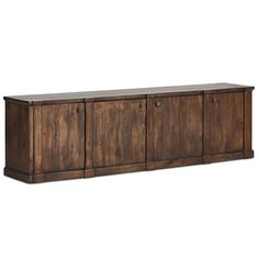 the sideboard is made out of wood and has three doors