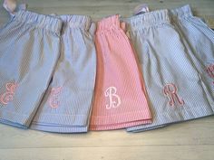 Perfect, preppy and stylish....Our women's seersucker lounge shorts are great for relaxing in style at the beach, by the pool, at the lake, and around the house. Women of all ages wear them for a stylish comfy look to run those quick errands. Ideal for bridesmaid gifts or a pair for each of the women on the family vacation! Trimmed in White Piping Coordinating V-necks available Machine Wash (designed to get softer with each wash --- you'll adore it!)  35% Polyester/65% Cotton (specially blended Cotton Pajama Shorts With Elastic Waistband For Poolside, Striped Sleepwear For Summer Sleepover, Relaxed Fit Shorts For Summer Pajama Party, Summer Seersucker Beach Shorts, Striped Bottoms For Summer Pajama Party, Summer Sleepover Shorts With Elastic Waistband, Summer Shorts For Pajama Party, Summer Shorts For Sleepover, Summer White Sleepwear With Built-in Shorts