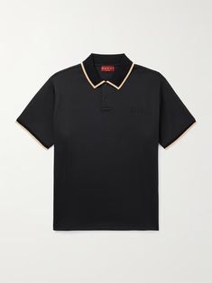 GUCCI Logo-Appliquéd Piqué Polo Shirt for Men | MR PORTER Gucci Cotton Short Sleeve Polo Shirt, Luxury Collared Polo Shirt For Formal Occasions, Classic Gucci Cotton Polo Shirt, Gucci Cotton Polo Shirt, Casual Gucci Cotton Polo Shirt, Gucci Classic Cotton Polo Shirt, Gucci Casual Collared Polo Shirt, Casual Gucci Polo Shirt, Casual Gucci Collared Polo Shirt