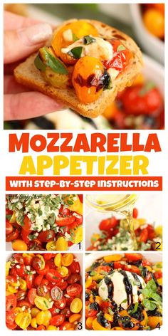 the cover of mozzarella appetizer with step - by - step instructions