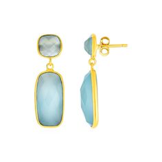 [Diamond Engagement Rings, Diamond Stud Earrings, and Gold Jewelry Online]-Angelucci Jewelry Aqua Chalcedony, Gold Finish, Post Earrings, Sterling Silver Earrings, Natural Stones, Silver Earrings, Silver Jewelry, 925 Sterling Silver, Drop Earrings