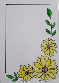 a card with yellow flowers and green leaves