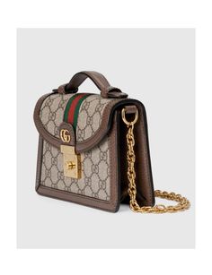 Top handle, brown leather piping, gold tone accessories, GG pattern. (This item is packed in a dust bag or box) Gucci Ophidia, Timeless Handbag, Mini Shoulder Bag, Luxe Fashion, Bags Designer Fashion, Exclusive Bag, New Bag, You Bag, Exclusive Designs