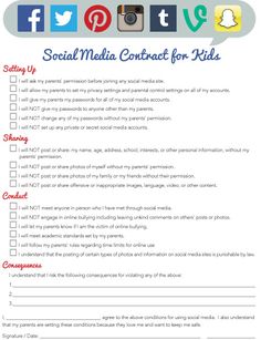 the social media contact for kids checklist