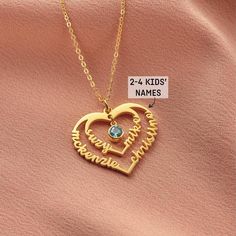 Fingerprint Jewelry, Mother Jewelry, Heart Shaped Necklace, Kids Names, Large Heart, Jewelry Personalized, Personalized Gifts For Mom