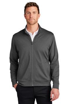 C-FREE ® Double Knit Full-Zip - GRAY STEEL HEATHER - 3XL | Port Authority C-FREE Double Knit Full-Zip Jacket in Grey Steel Heather Size 3XL | Recycled polyester/spandex interlock knit blend Fitted Casual Track Jacket For Layering, Casual Stretch Track Jacket For Work, White Toner, Team Jackets, Blank Apparel, Rhinestone Transfers, Carbon Neutral, Port Authority, Unisex Jacket