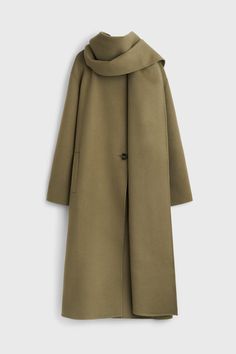 Rego long coat | Rodebjer.com Scarf Coat, Pleats Please Issey Miyake, Mother Denim, By Malene Birger, Outfit Aesthetic, Guilty Pleasures, Winter 2024, Soft Wool, Moss Agate