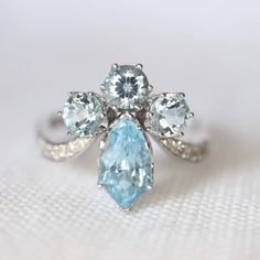 Victorian Inspired Aquamarine Tiara Ring With Single-cut - Etsy April Birthstone Ring, Blue Aquamarine Ring, Tiara Ring, Victorian Rings, Aquamarine Gemstone, Aquamarine Rings, Aquamarine Blue, Birthstone Ring, Antique Rings