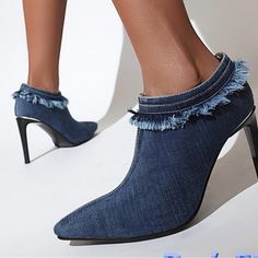 Booties. Size 10 In Usa. Denim. Ordered And Heel Is Too High For Me. Unable To Return: Never Worn. Box Is Trashed. Blue Denim Heels With Pointed Toe, Casual Denim Blue Pointed Toe Heels, Bootie Boots, Womens Boots, Shoe Boots, Ankle Boots, Color Blue, Size 10, Women Shoes