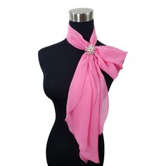 Neckline leaves you feeling a little bare? Maybe you need a pop of colour. Our lightweight chiffon neck scarf was created just for you. Wear it all different ways for different looks. With one, two or three ring options, this set makes a great gift for a special lady - especially a mum or grand mother. Our scarf has tapered ends which fall softly when threaded through the scarf ring. Can be worn with our U Wrap - the versatile cover up. Comes with handy zip up travel pouch and presented in a sty Chic Pink Scarf As Gift, Elegant Pink Scarves For Wedding, Elegant Pink Scarf For Formal Occasions, Elegant Pink Formal Scarves, Elegant Formal Pink Scarves, Trio Ring, Scarf Rings, Rose Bonbon, Chiffon Fashion