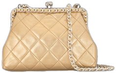 Classic Gold Bag With Cc Turnlock Closure, Designer Gold Shoulder Bag With Cc Turnlock Closure, Gold Shoulder Bag With Cc Turnlock For Evening, Gold Crossbody Shoulder Bag With Cc Turnlock Closure, Gold Shoulder Bag With Cc Turnlock Closure For Evening, Luxury Gold Quilted Bag, Luxury Quilted Gold Bag, Gold Quilted Leather Shoulder Bag, Elegant Gold Quilted Shoulder Bag