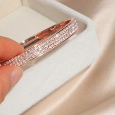 Rose Gold Bangle Bracelet Rose Gold Bangle Bracelet, Pave Bangle, Crystal Cuff Bracelet, Womens Cuff Bracelets, Tension Setting, Rose Gold Bangle, Bangles Making, Crystal Bangle, Bangles Bracelets