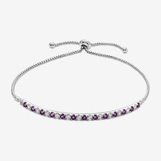 Features: Adjustable, Quick ShipSetting: ProngStone Cut: RoundStone Millimeter Measurement: 2.2 Mm Length, 2.2 Mm WidthMetal Color: WhiteChain Length: 7 InchChain Width: 2.3 MillimetersChain Construction: CurbCare: Wipe CleanStone Type: 13 Genuine Amethyst, 13 Lab Created SapphireAuthenticity: Genuine StoneBirthstone: February BirthstoneBracelet Type: Bolo BraceletsMetal: Sterling SilverCountry of Origin: Imported Adjustable Cubic Zirconia Bracelets For Birthday, Gift Jewelry With Adjustable Length And Cubic Zirconia, Cubic Zirconia Adjustable Bracelets As Gifts, Cubic Zirconia Bracelets With Adjustable Length For Gifts, Cubic Zirconia Bracelets With Adjustable Length As A Gift, Adjustable Purple Cubic Zirconia Jewelry, Adjustable Cubic Zirconia Bracelet As Gift, Adjustable Purple Jewelry For Birthday, Adjustable Purple Bracelet For Anniversary